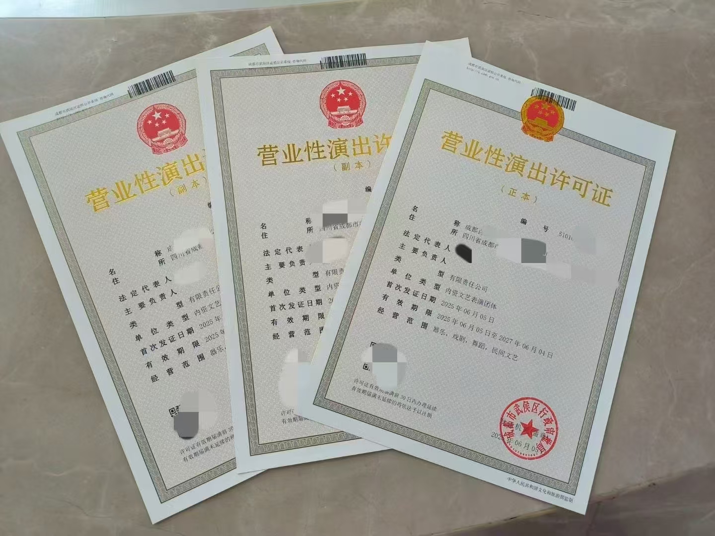 成都市武侯区可以申请文艺表演团体营业性演出许可证