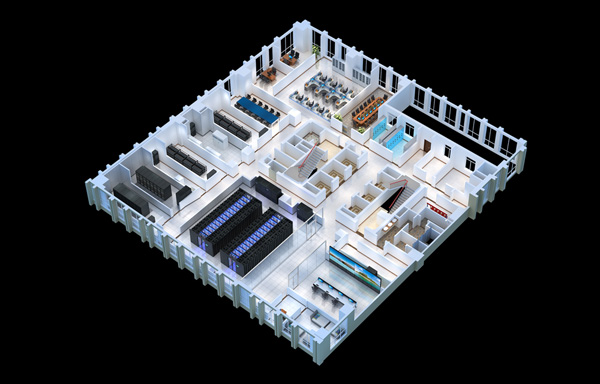 宜春3D机房可视化效果图制作|某中学存储机房升级项目全景图