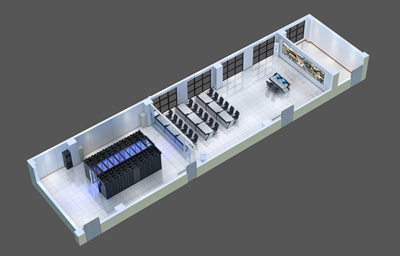 成都大型数据中心机房施工效果图制作|室内俯视图设计
