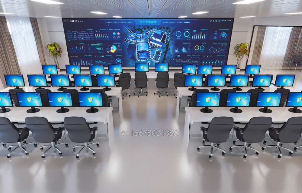 重庆机房俯视效果图制作_立体户型图渲染_智慧机房俯视图