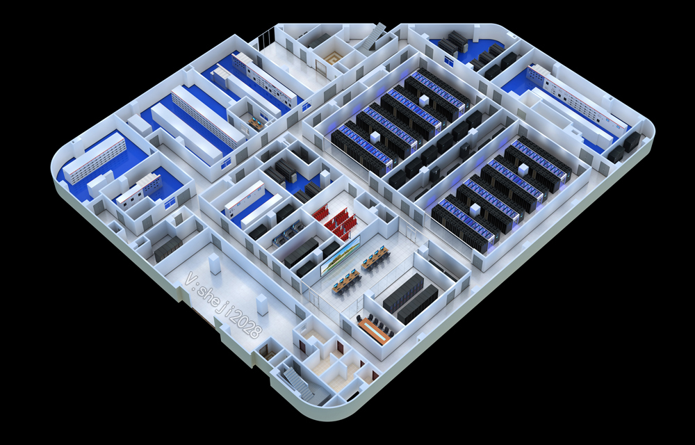 广州某学院智能化机房建设|中控室|会议室效果图制作