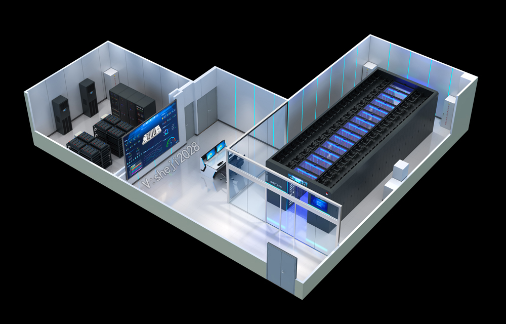 东莞效果图制作|接待室|会客厅|机房动环俯视效果图设计